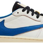 Tênis Fragment Design x Travis Scott x Air Jordan 1 Retro Low OG SP Sail Military Blue