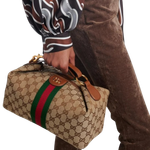Bolsa Gucci Brown Vanity Gg Canvas Medium Top-Handle Bag