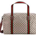 Bolsa Gucci Brown Gg Supreme Fabric And Leather Duffle Bag With Web Detail