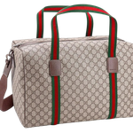 Bolsa Gucci Brown Gg Supreme Fabric And Leather Duffle Bag With Web Detail
