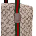 Bolsa Gucci Brown Gg Supreme Fabric And Leather Duffle Bag With Web Detail