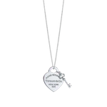 Colar Tiffany Heart Tag with Key Pendant in Silver