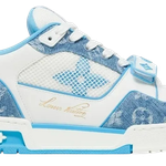 Tênis Louis Vuitton Trainer Low Velcro Strap Light Blue Monogram Denim