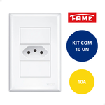 Kit 10 Conjunto Tomada Simples Placa 4x2 2p+t 10a Evidence