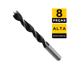 Kit Jogo 8 Peças Brocas P/ Madeira 3 A 10mm Com Estojo