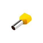 Terminal Tubular Ilhós Pré-Isolado Duplo  6,0MMX14MM Amarelo - 50 unidades