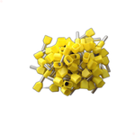 Terminal Tubular Ilhós Pré-Isolado Duplo  6,0MMX14MM Amarelo - 50 unidades