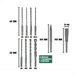Kit Brocas Talhadeira E Ponteiro Sds Plus 10 Peças Makita D-46361