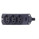 Tomada Barra Tripla 2p+t 20a Régua Extensão - Margirius Cor Preto