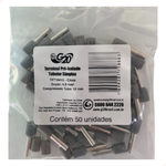 Terminal Tubo Simples 4,0mm X 12mm Cinza 50 Unidades