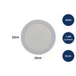 KIT C/5 Painel LED de Embutir Redondo 18W Bivolt 3000k Branco Quente