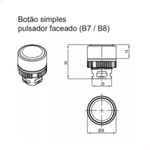 Botão Pulsador Faceado Simples C/ Visor 1NF Vermelho