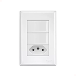 Conjunto 4x2 Interruptor Duplo + 1 Tomada 10a Fame