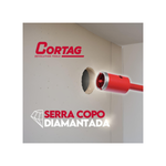 Serra Copo Diamantada alvenaria 100mm com Haste e pino Guia  Cortag
