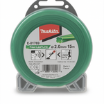 Fio De Nylon 2,0 Mm X 15 M Makita E-01769 Para Roçadeiras Verde