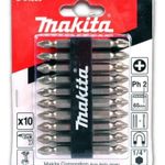 Kit 10 Ponteira Bits Ponta Dupla Phillips 65Mm Ph2 Duplo Makita D-34366