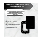 Kit 4 Placas Espelho Cega Preto Fosco 4x2 Fame Black 4068