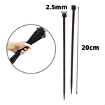 Abraçadeira de Nylon Preta 2,5 × 200 mm com 100 Unidades Fertak – 1323