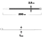 Abraçadeira de Nylon Preta 2,5 × 200 mm com 100 Unidades Fertak – 1323