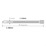 Abraçadeira de Nylon Preta 3,6 × 200 mm com 100 Unidades Fertak – 1324