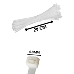 Abraçadeira de Nylon Branca 4,8 × 200 mm com 100 Unidades Fertak – 1303