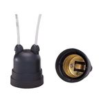 Soquete Bocal E27 Termoplástico Pendente com Rabicho Preto Fertak 8225