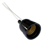 Soquete Bocal E27 Termoplástico Pendente com Rabicho Preto Fertak 8225
