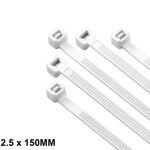 Abraçadeira de Nylon 2,5 mm x 150 mm Branca G20 ABN25153 - Pacote com 100 Unidades