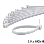 Abraçadeira de Nylon 2,5 mm x 150 mm Branca G20 ABN25153 - Pacote com 100 Unidades