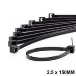 Abraçadeira de Nylon 2,5 mm x 150 mm Preta G20 ABN25156 - Pacote com 100 Unidades