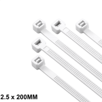 Abraçadeira de Nylon 2,5 mm x 200 mm Branca G20 ABN25203 - Pacote com 100 Unidades