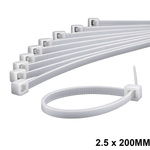 Abraçadeira de Nylon 2,5 mm x 200 mm Branca G20 ABN25203 - Pacote com 100 Unidades