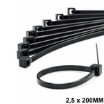 Abraçadeira de Nylon 2,5 mm x 200 mm Preta G20 ABN25206 - Pacote com 100 Unidades