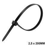 Abraçadeira de Nylon 2,5 mm x 200 mm Preta G20 ABN25206 - Pacote com 100 Unidades