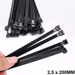 Abraçadeira de Nylon 2,5 mm x 200 mm Preta G20 ABN25206 - Pacote com 100 Unidades