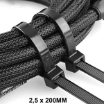 Abraçadeira de Nylon 2,5 mm x 200 mm Preta G20 ABN25206 - Pacote com 100 Unidades
