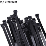 Abraçadeira de Nylon 2,5 mm x 200 mm Preta G20 ABN25206 - Pacote com 100 Unidades