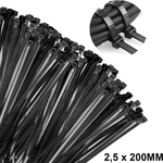 Abraçadeira de Nylon 2,5 mm x 200 mm Preta G20 ABN25206 - Pacote com 100 Unidades