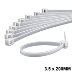 Abraçadeira de Nylon 3,5 mm x 200 mm Branca G20 ABN35203 - Pacote com 100 Unidades