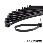 Abraçadeira de Nylon 3,5 mm x 200 mm Preta G20 ABN35206 - Pacote com 100 Unidades
