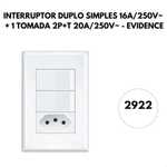 CONJUNTO 2 INTERRUPTORES SIMPLES + 1 TOMADA 2P+T 20A EVIDENCE FAME 103.2922.4