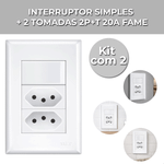 CONJUNTO 1 INTERRUPTOR SIMPLES + 2 TOMADAS 2P+T 20A EVIDENCE FAME 103.3534.4