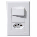 INTERRUPTOR SIMPLES 16A/250V~ E TOMADA 2P+T 20A/250V~ DISTANCIADOS EVIDENCE 10329184 FAME 103.2918.4