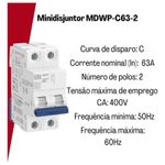 DISJUNTOR 2P CURVA C 63A WEG MDWP-C63-2 15265740