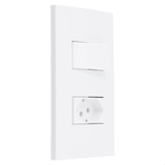 1 INTERRUPTOR SIMPLES 10 A/250 VCA COM 1 TOMADA 2P T 10 A/250 VCA COM PLACA 4X2 SUPORTE ESATTA BRANCO WEG 16093229