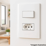 1 INTERRUPTOR SIMPLES 10 A/250 VCA COM 1 TOMADA 2P T 10 A/250 VCA COM PLACA 4X2 SUPORTE ESATTA BRANCO WEG 16093229