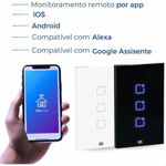 INTERRUPTOR TOUCH 3 BOTOES WI-FI RF COM PLACA 4X2 WHOME PRETO 16638139 WEG WEG 16638139
