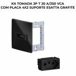 1 TOMADA 2P T 20 A/250 VCA COM PLACA 4X2 SUPORTE ESATTA GRAFITE WEG 16093669