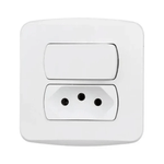 CAIXA SOBREPOR MONTADA COM 1 INTERRUPTOR SIMPLES 10A/250VCA 1 TOMADA 2P T 10A/250VCA COMPOSE BRANCO WEG 14953586