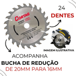 LAMINA DE SERRA CIRCULAR PARA MADEIRA 24 DENTES 185 MM CORTAG 60753